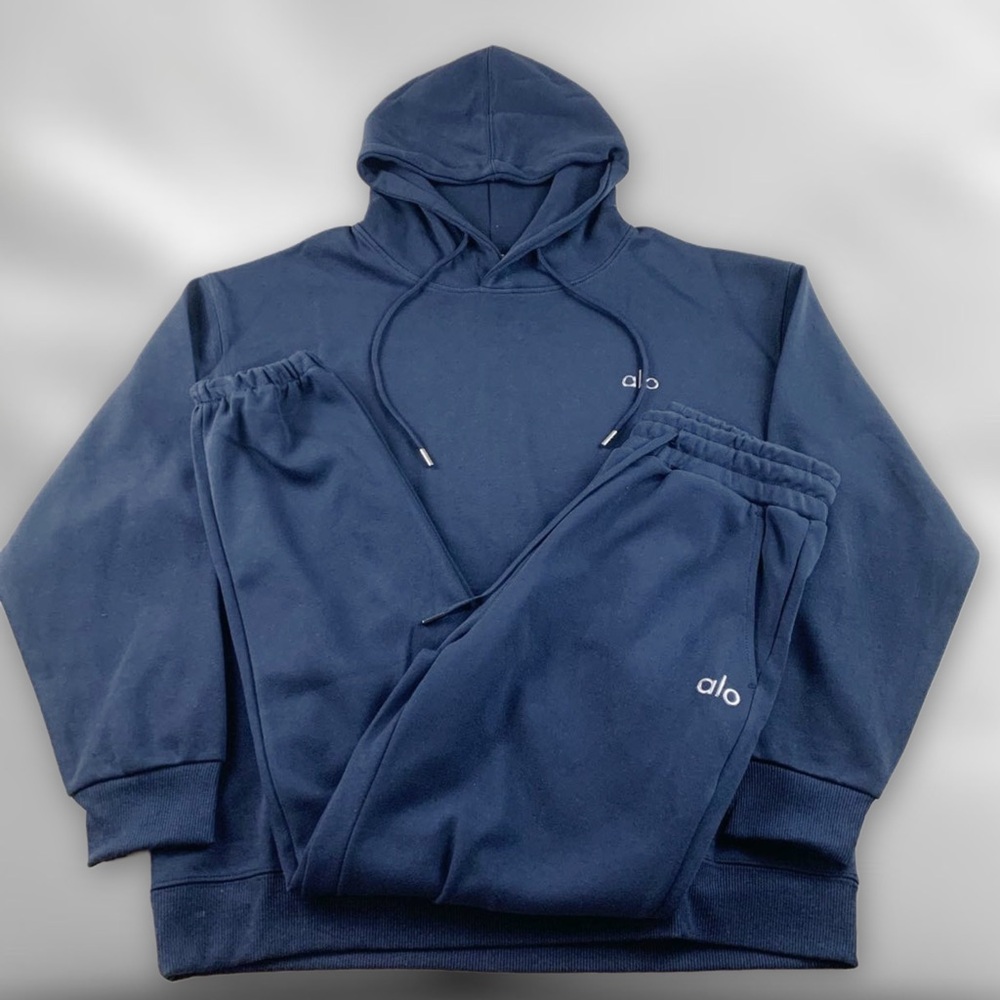 Alo Black Hoodie & Sweatpants Set | Size M